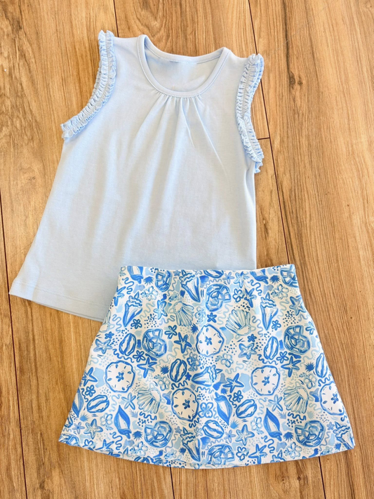 Pre order cotton top and athletic skirt outfit