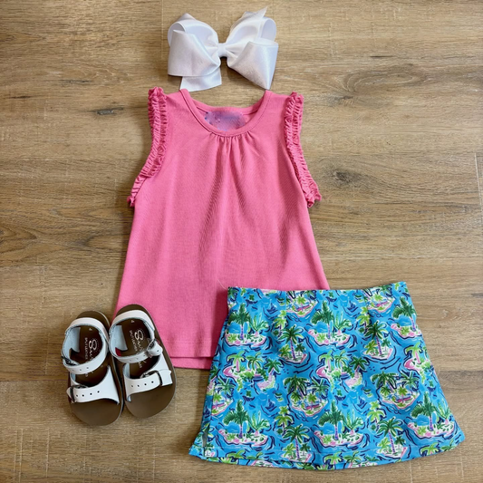 Pre order cotton top and athletic skirt outfit