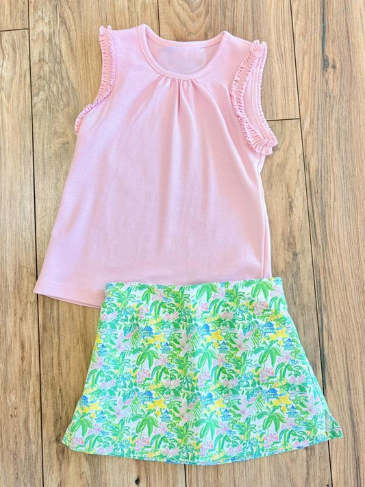 Pre order cotton top and athletic skirt outfit