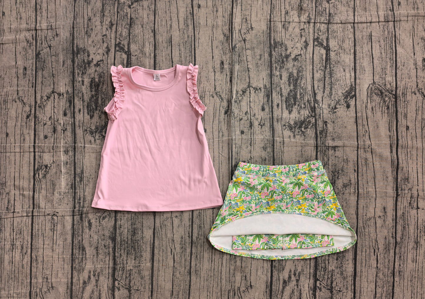 Pre order pink athletic pagoda gardens skort set
