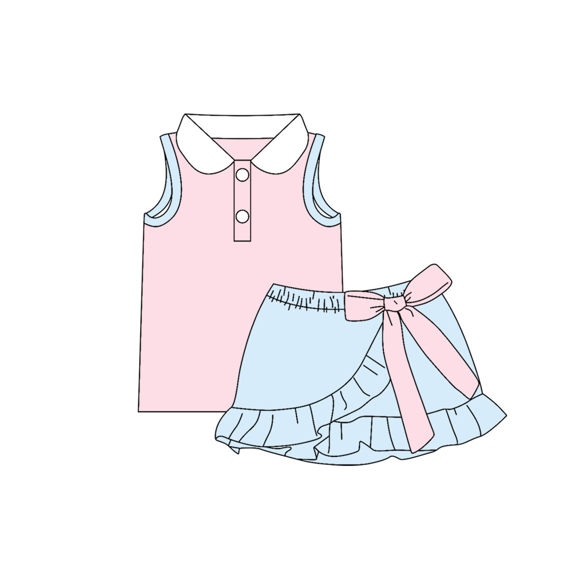Pre order solid color polo skort set