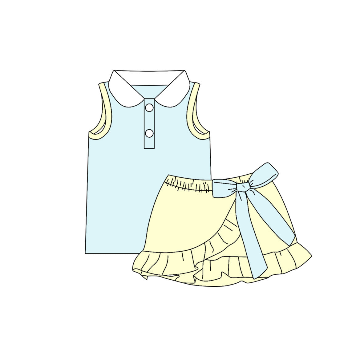 Pre order solid color polo skort set