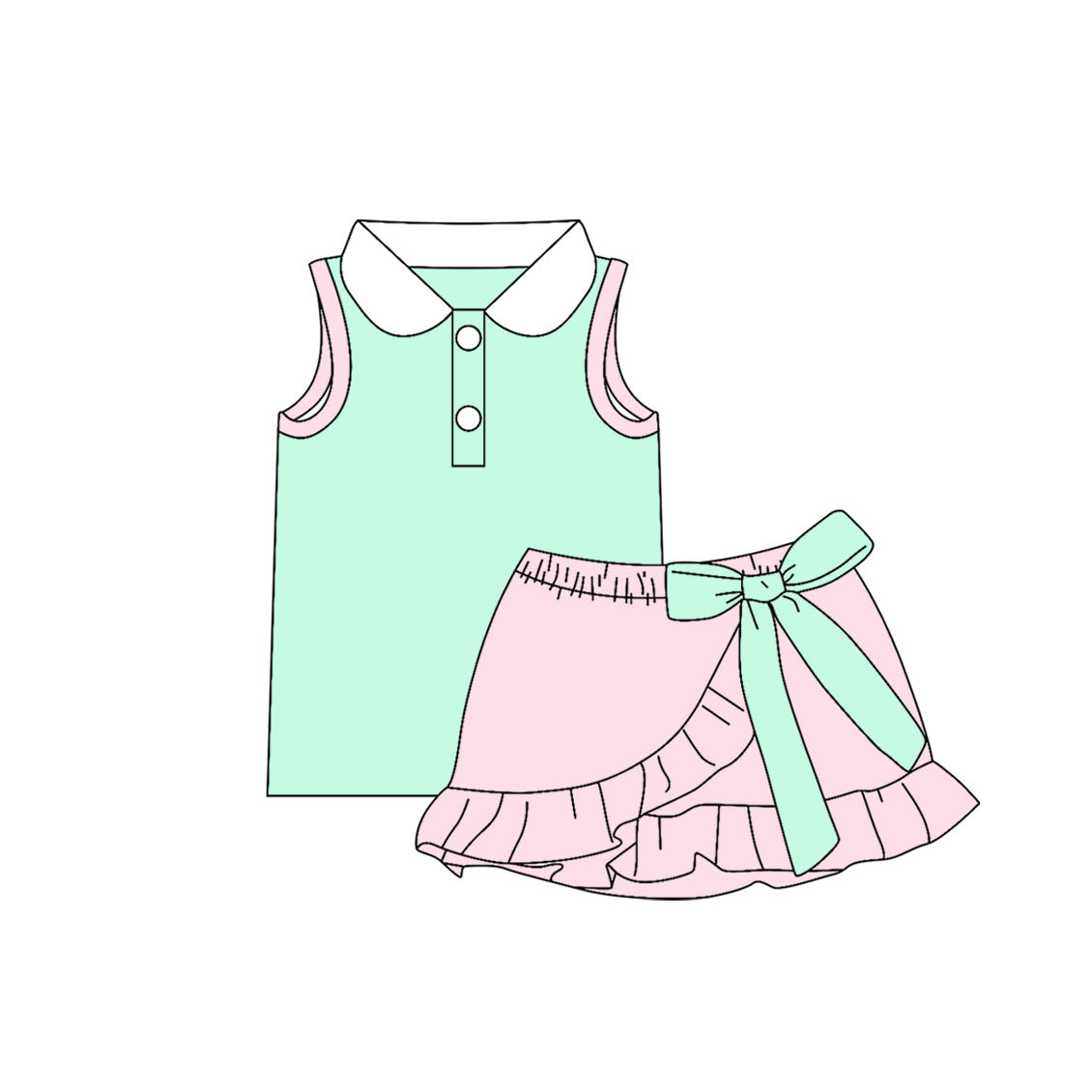 Pre order solid color polo skort set