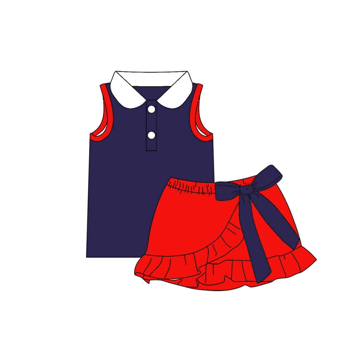 Pre order solid color polo skort set