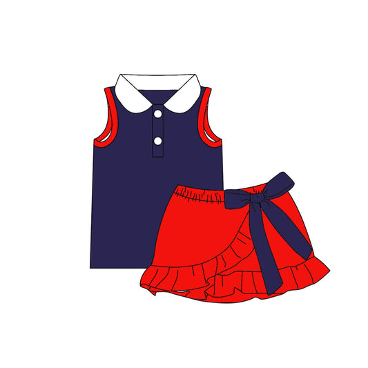Pre order solid color polo skort set