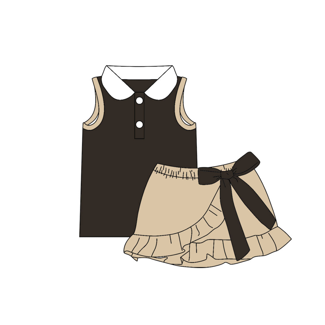 Pre order solid color polo skort set