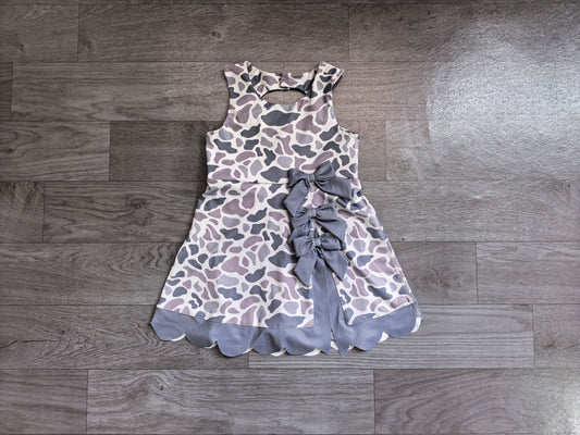 Pre order grey camo bow athletic scallop dress
