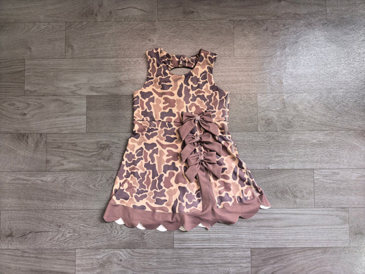 Pre order camo bow athletic scallop dress