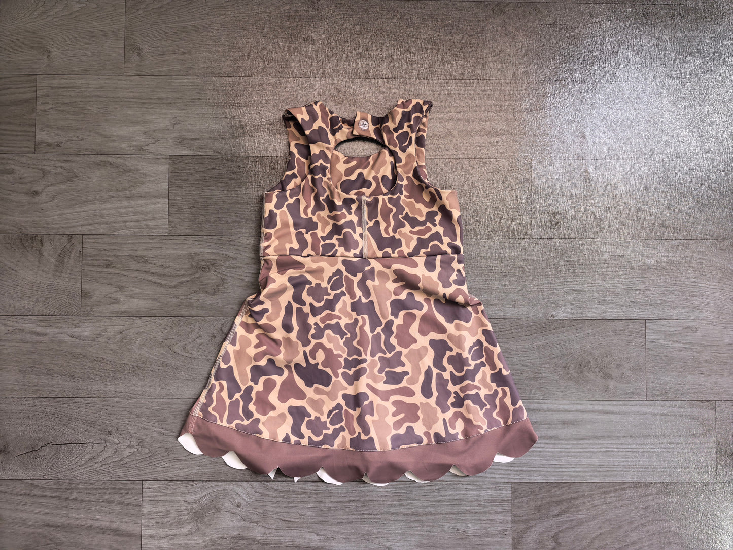 Pre order camo bow athletic scallop dress