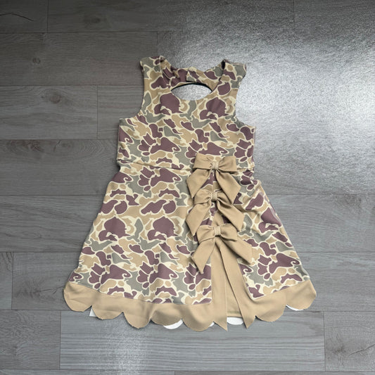 Pre order camo bow athletic scallop dress