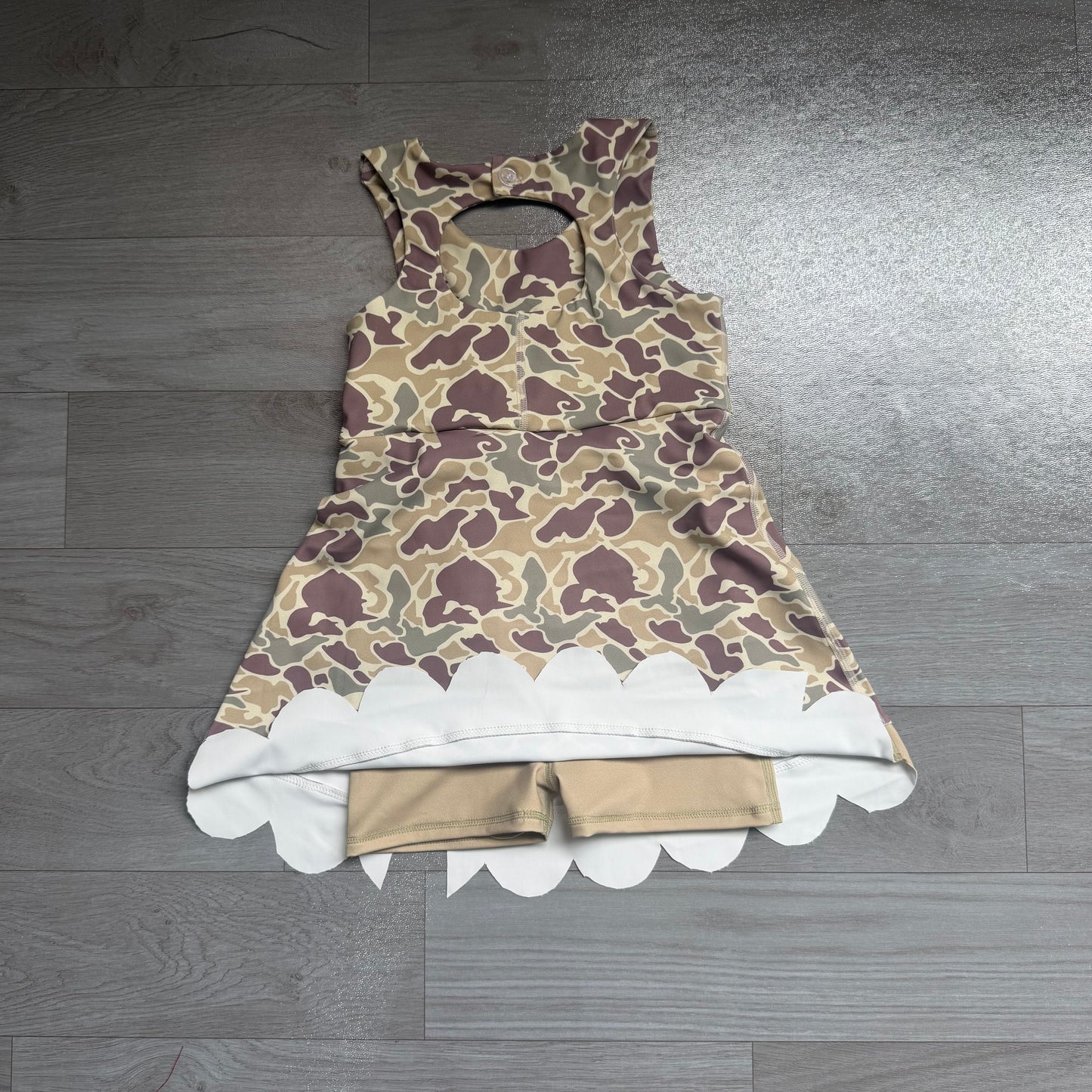 Pre order camo bow athletic scallop dress