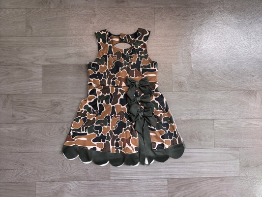 Pre order grey camo bow athletic scallop dress