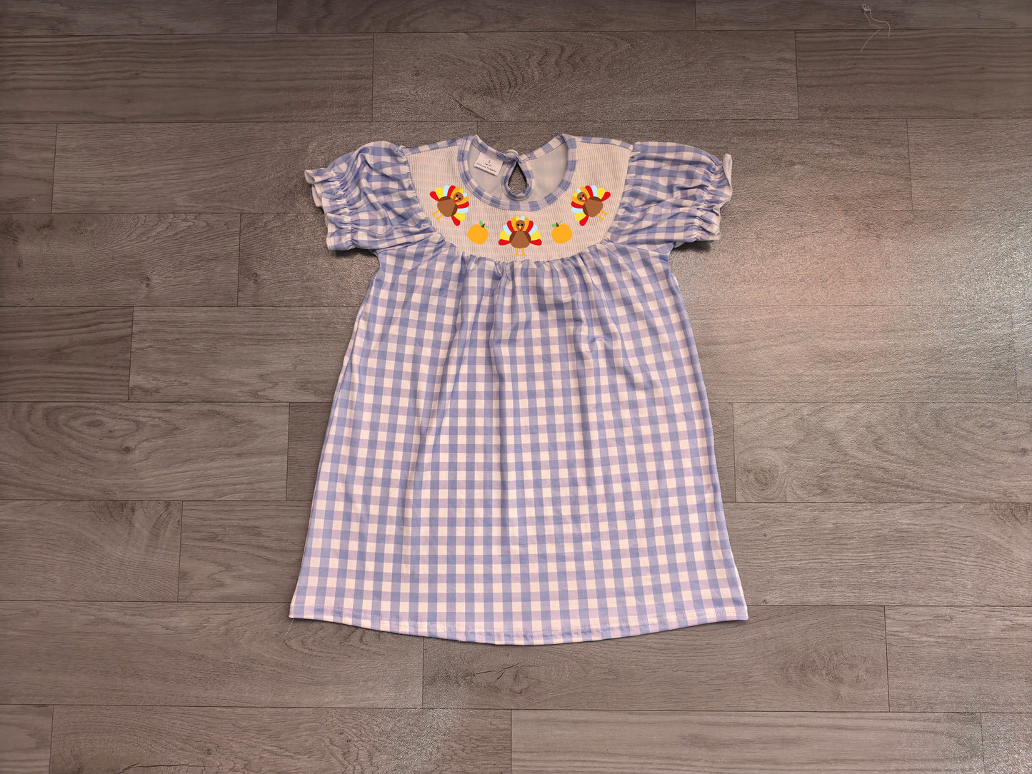 Pre order turkey gingham smock dress