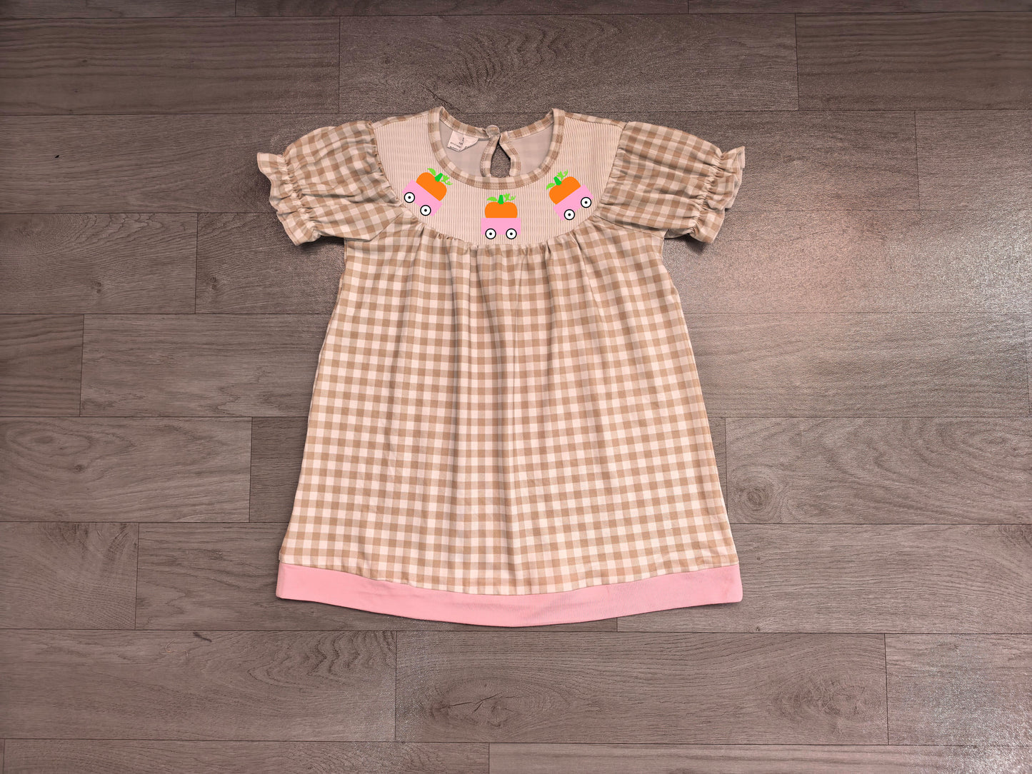 Pre order pumkin target gingham smock dress