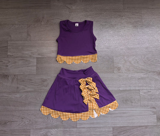 Pre order purple scallop active skort set girls athletic outfit
