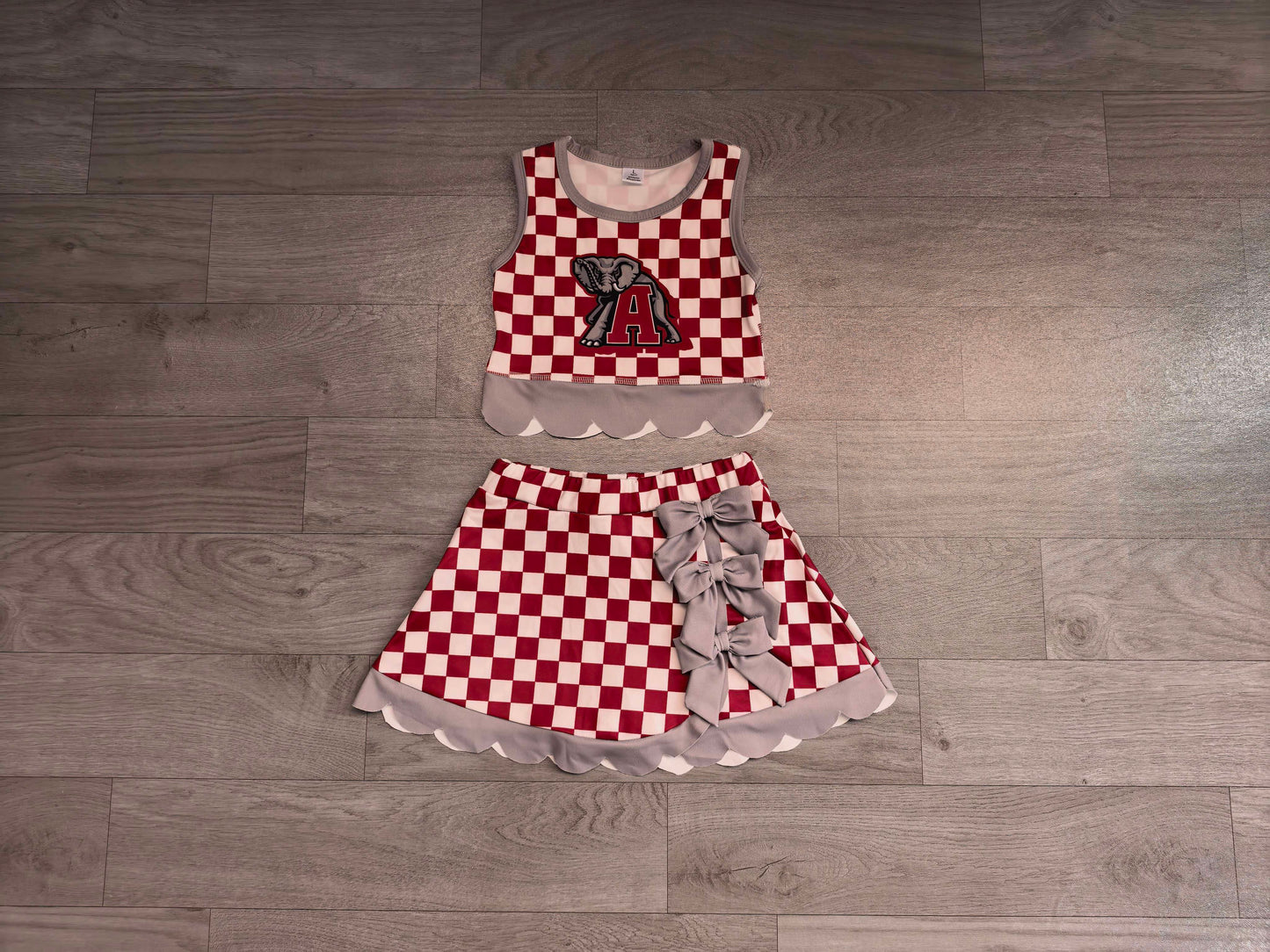 Pre order Alabama checkered scallop active skort set girls athletic outfit