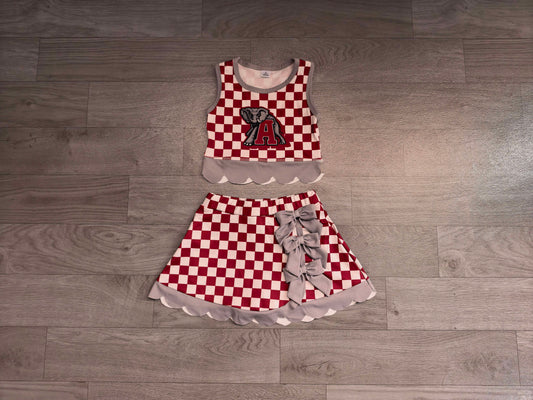 Pre order Alabama checkered scallop active skort set girls athletic outfit