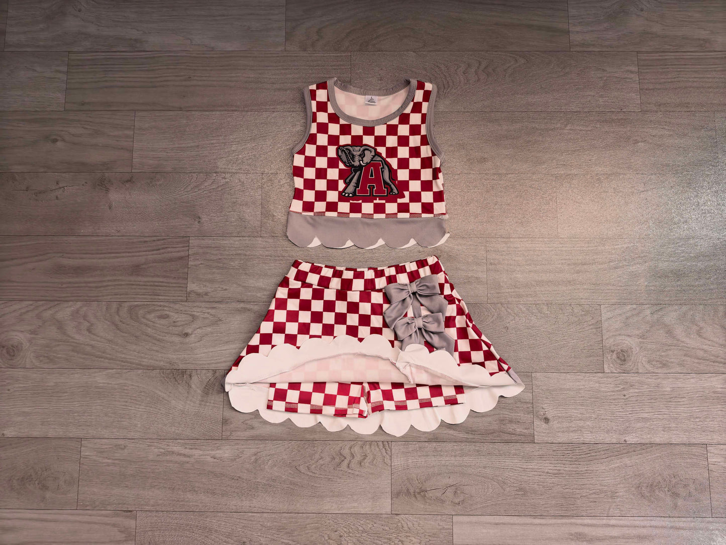 Pre order Alabama checkered scallop active skort set girls athletic outfit