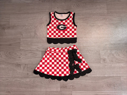 Pre order Georgia checkered scallop active skort set girls athletic outfit