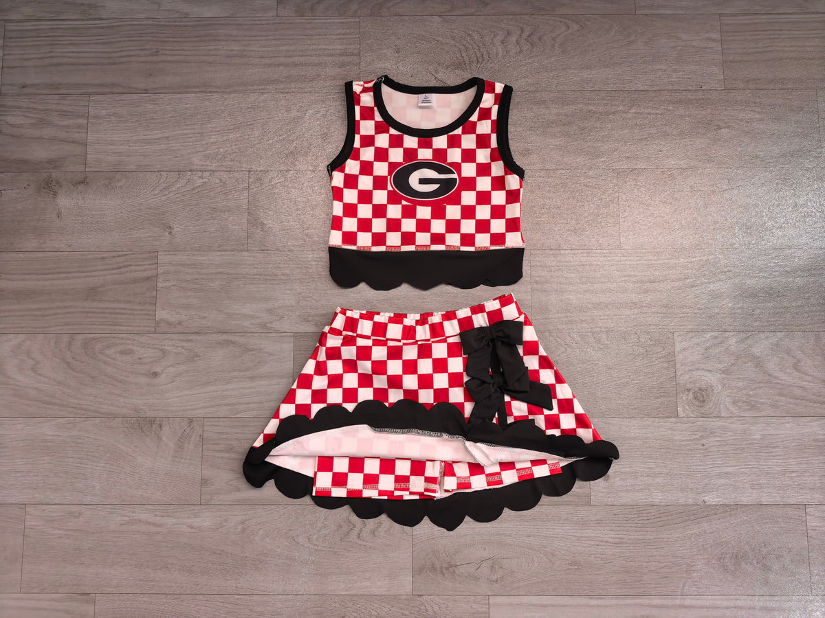 Pre order Georgia checkered scallop active skort set girls athletic outfit