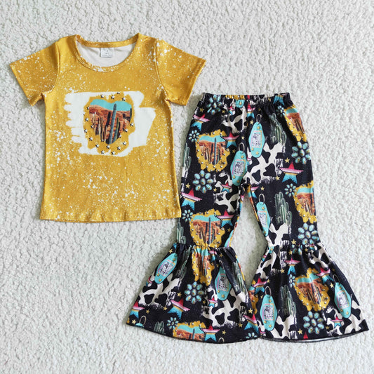 GSPO0025 wild west howdy bell bottom pants set