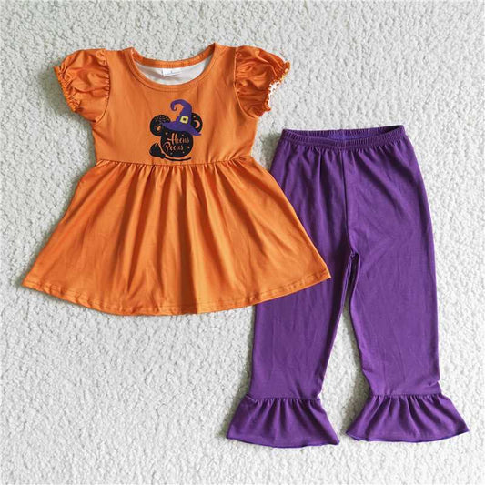 GSPO0117 Baby girls Halloween witch ruffle pants clothes  D 828