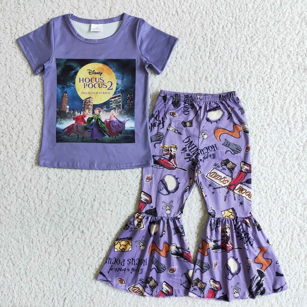 GSPO0132 Girls purple short-sleeved trousers suit