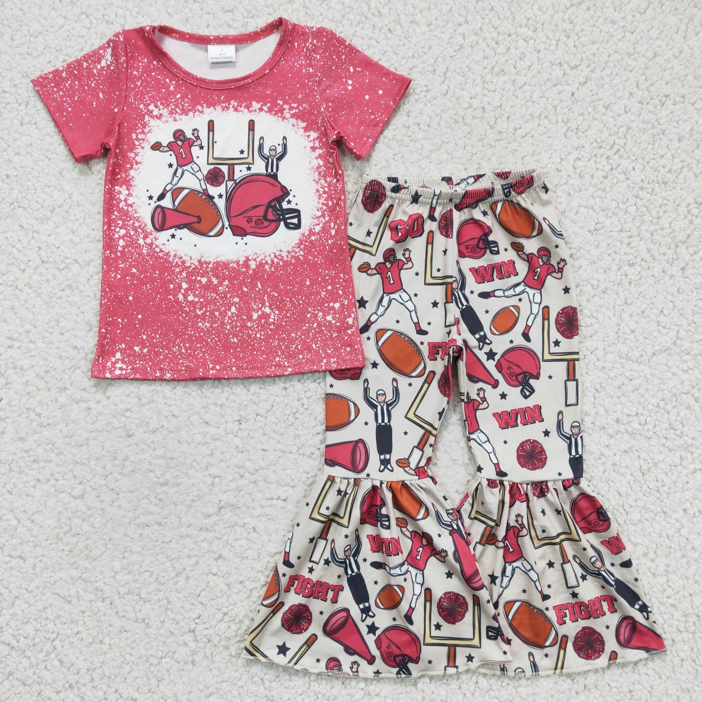 GSPO0295 Girls Football Short Sleeve Pants Set