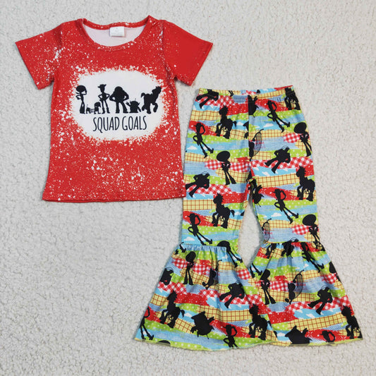 GSPO0337 cartoon toy bell bottom pants set