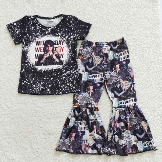 GSPO0586 Baby Girls Wed Black Short Sleeve Trouser Set