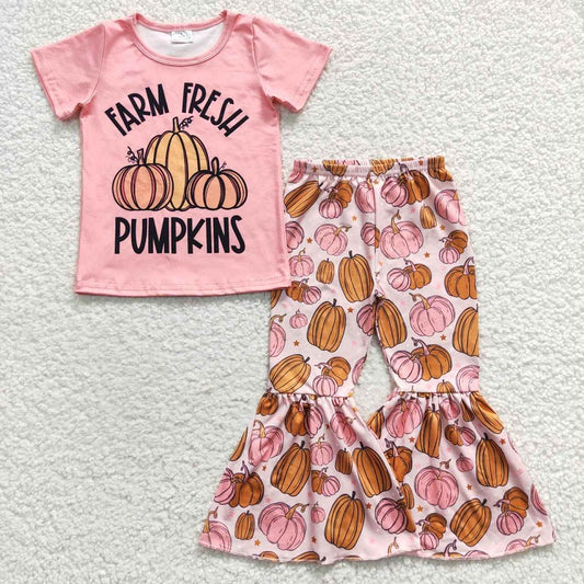 GSPO0607 Pumpkin Short Sleeve Shorts Set