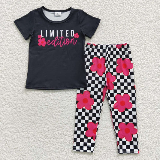 GSPO0619 LIMITED black short-sleeved plaid trouser suit