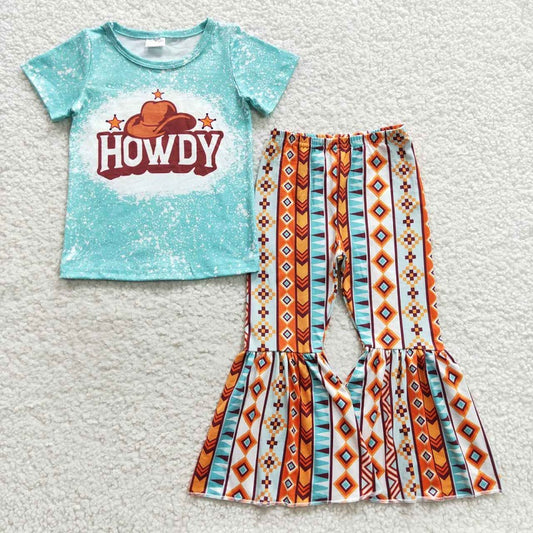 GSPO0735 Cowboy hat howdy short sleeve aztec graphic stripe trouser suit