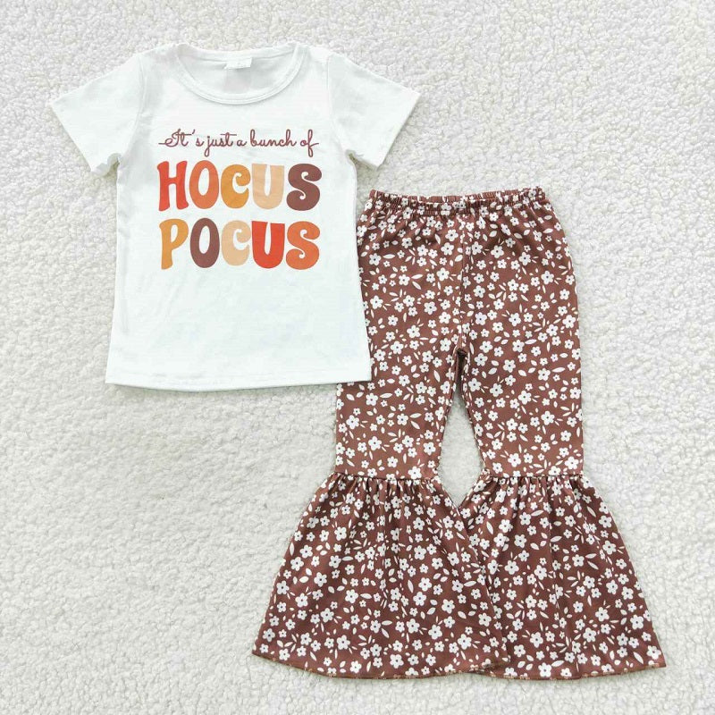 GSPO0811 Alphabet white short-sleeved floral trouser suit