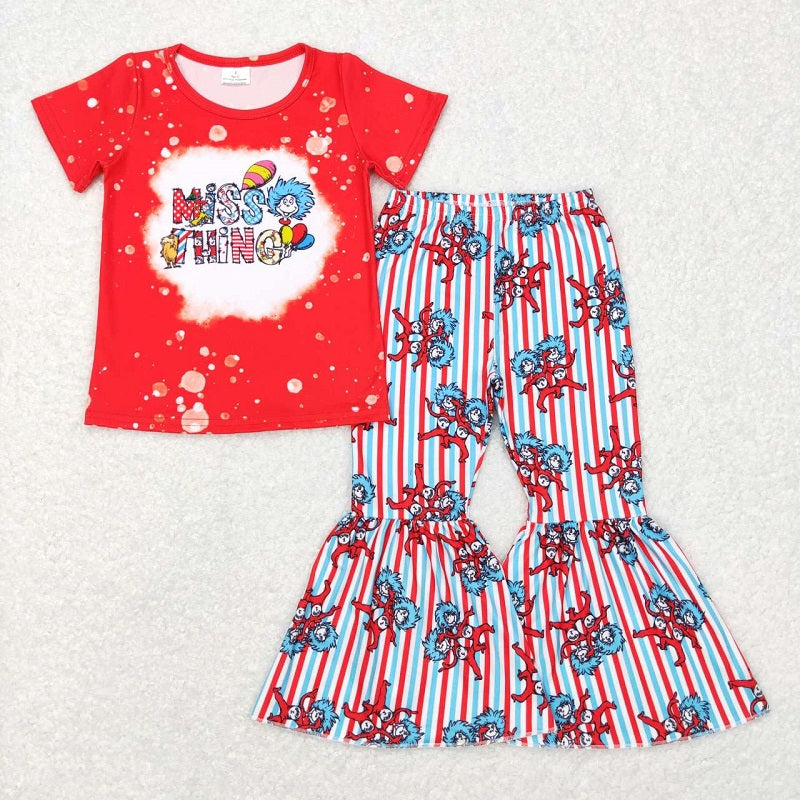 GSPO0917 Letter red short-sleeved striped trousers suit