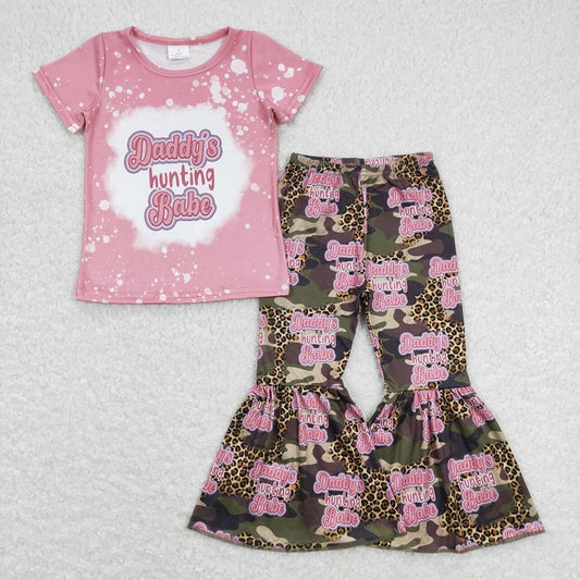 GSPO0922 daddy's hunting babe monogram leopard print camouflage short sleeve trousers suit