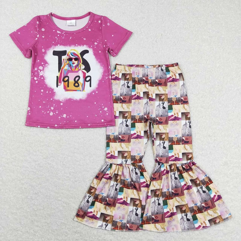 GSPO1245 taylor swift 1989 letter purple short-sleeved pants suit