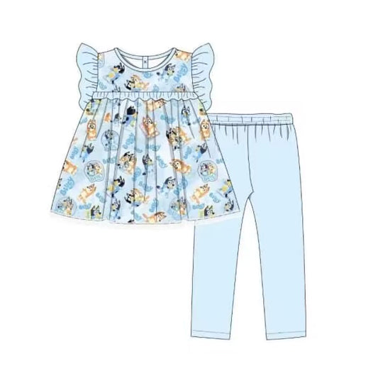 presale GSPO1520 Blue lace flying sleeve trousers suit