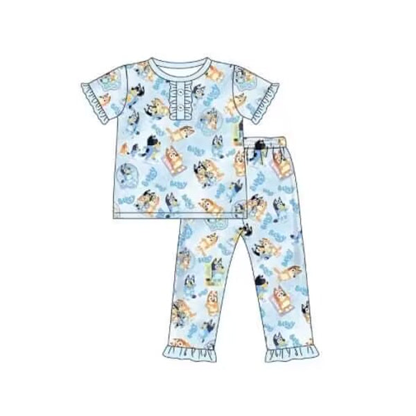 presale GSPO1521 Blue lace short-sleeved trousers pajama set