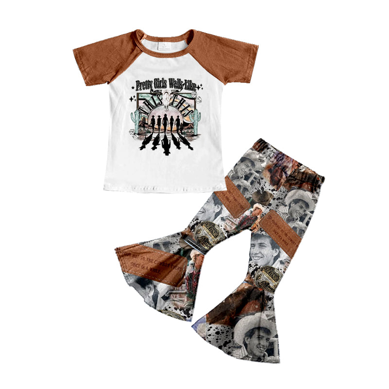presale GSPO1548 Letter brown and white short-sleeved trousers suit