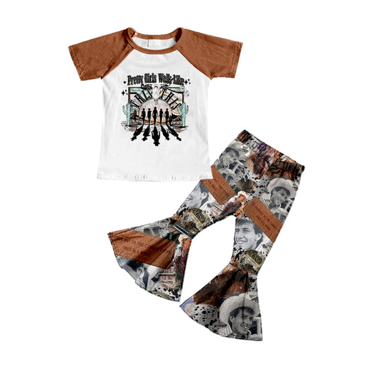 presale GSPO1548 Letter brown and white short-sleeved trousers suit