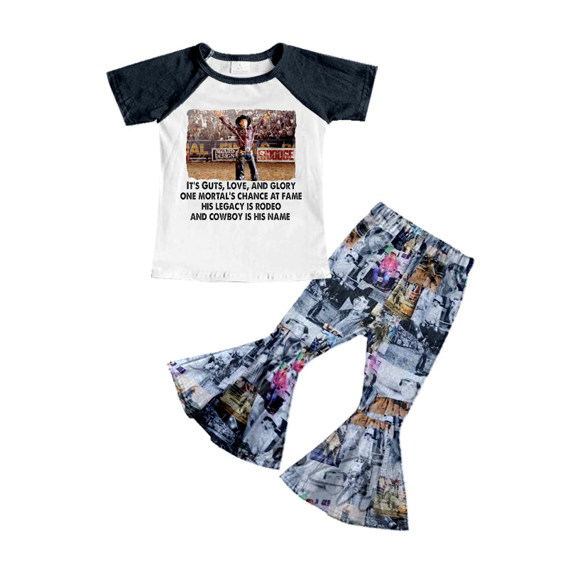 presale GSPO1549 cowboy letter short sleeve trousers suit
