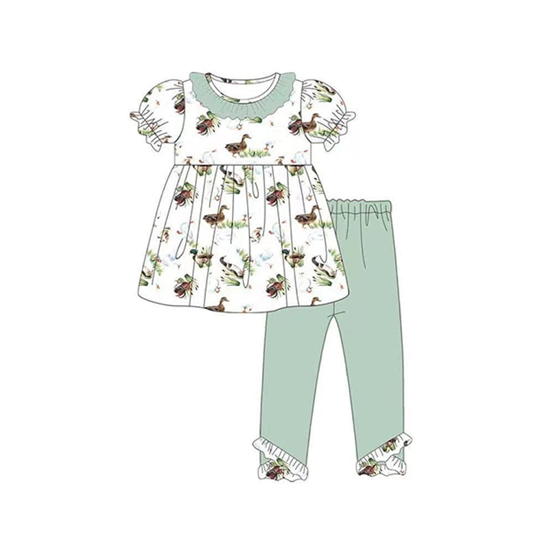 presale GSPO1553 Duck teal lace short-sleeved trousers suit