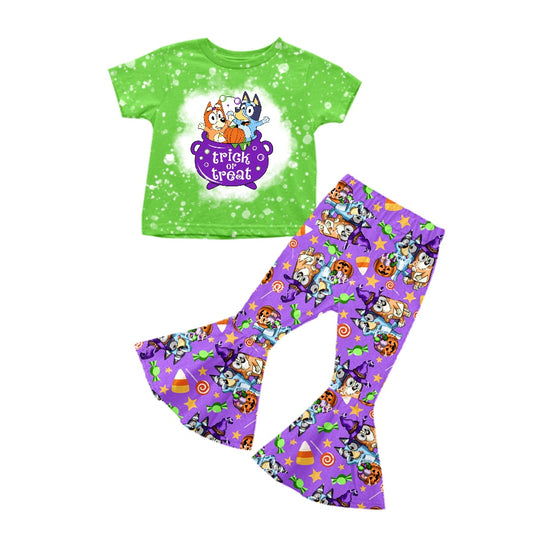 presale GSPO1574 Halloween Candy Star Purple Green Short Sleeve Pants Suit