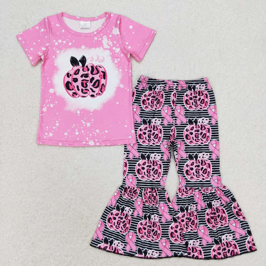 GSPO1592 Rose Red Leopard Print Pumpkin Short Sleeve Striped Trousers Suit