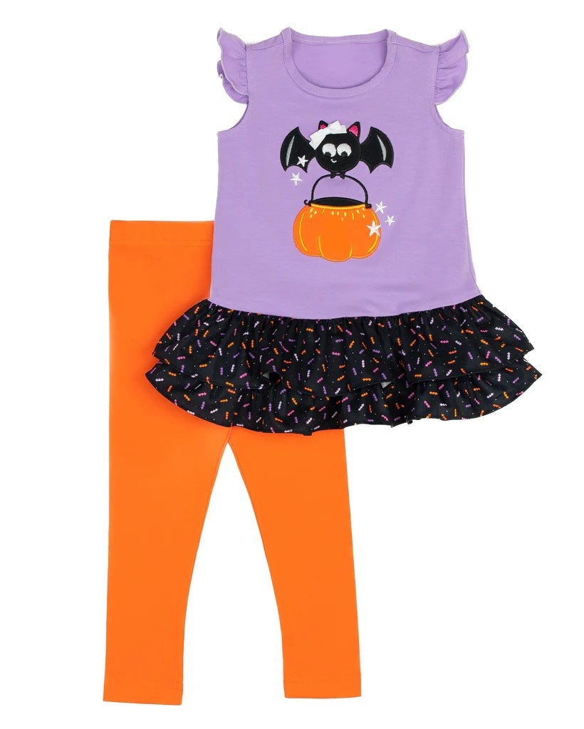 presale GSPO1684 Halloween Bat Pumpkin Purple Flying Sleeve Orange Pants Suit  2024 7.23