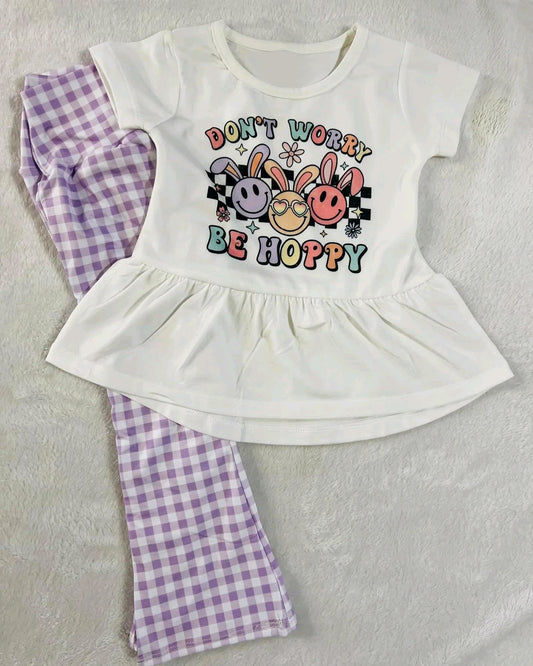presale GSPO1742 Bunny White Short Sleeve Purple Plaid Trousers Suit 2024 10.8