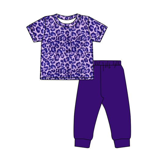 presale GSPO1746 Purple leopard print short-sleeved trousers suit 2024 10.9