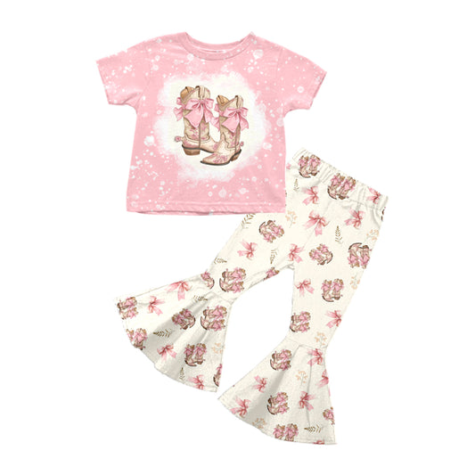 presale GSPO1747  Pink short-sleeved trousers suit with bow boots 2024 10.9