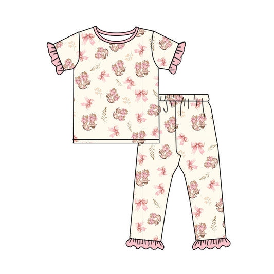 presale GSPO1748  Bowknot boots pink lace short-sleeved trousers pajama set 2024 10.9